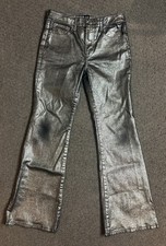 Gap Kids Size 12 Girls  70s Flare High Rise Metallic Silver Colored Jeans NWOT