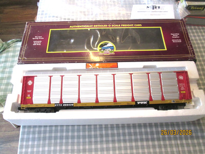 MTH by Rail King Spur O - Wellpappe Autotransporter - Sante Fe - Originalverpackt