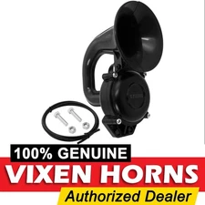 VIXEN HORNS TRAIN AIR HORN TRUMPET BLACK FOR MOTORCYCLE/BIKE/TRUCK/CAR 12V/24V