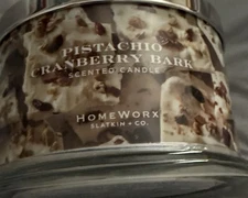NEW HOMEWORX BY SLATKIN & CO PISTACHIO CRANBERRY BARK CANDLE-18 OZ