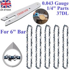 5X 6 Inch Replacement Chainsaw Chain & Guide Bar For 6" Electric Cutter Saw New