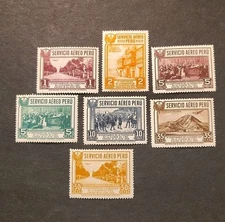 Peru Stamp Set Scott #C6-C12, VF, MVLH, OG