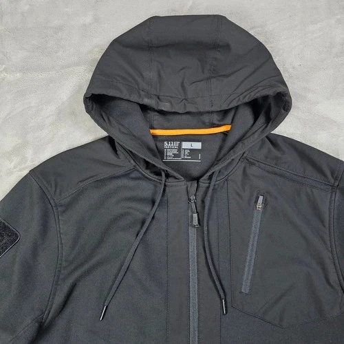 5.11 Tactical Rappel Jacket Mens Large Black Softshell Hooded Full Zip CCW image 3