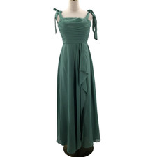 FORMAL 8 M green chiffon straps bow square neck cocktail gala maxi dress NEW B37