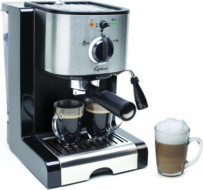 116.04 Pump Espresso and Cappuccino Machine EC100, Black and Stainless, 46 oz