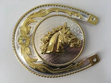 Western Cowboy Horseshoe Belt Buckle Horse Shoe for Men or Women