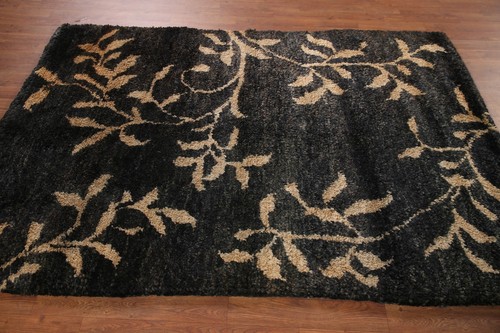 Black/ Beige Nature Print Moroccan Oriental Area Rug 5'x7' Jute Hand-knotted Rug - Picture 9 of 12