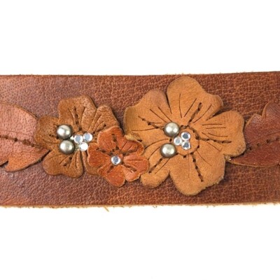 Hollister Co. Leather Tea Rose Appliqué Brown Belt | eBay display picture 1