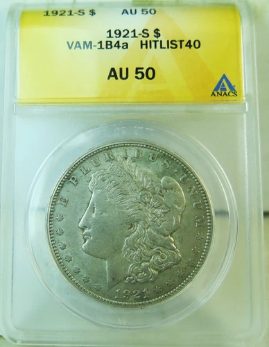 1921 S Morgan dollar ANACS AU50 *VAM 1b4a HitList40* EP