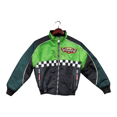 Team Arctic Cat Youth Racing Jacket Black Lime Snowmobile Zip-out Liner  Sz 10