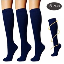 6 Pairs Copper Infused Compression Socks 15-20mmHg Graduated Mens Womens S-XL