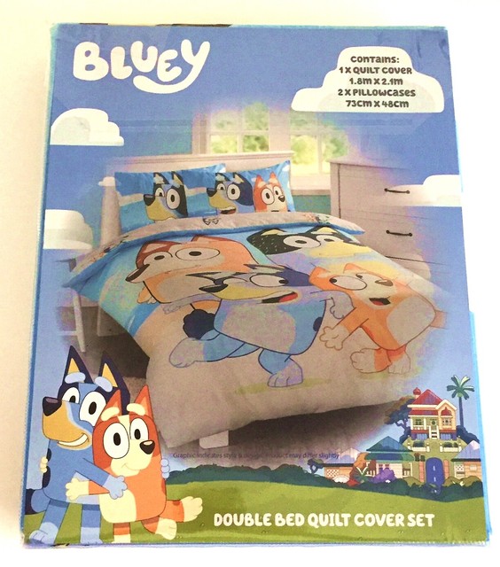 Genuine Licensed Bluey Quilt Cover Set Double Bed Reversible Duvet