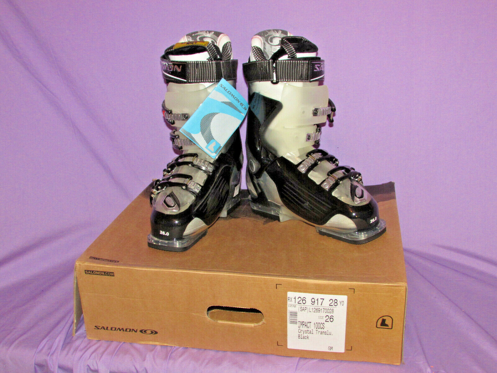 NUOVO IN SCATOLA!!! Salomon Impact 100 CS scarponi da sci da discesa da uomo taglia 26 0 Flex 100 ~