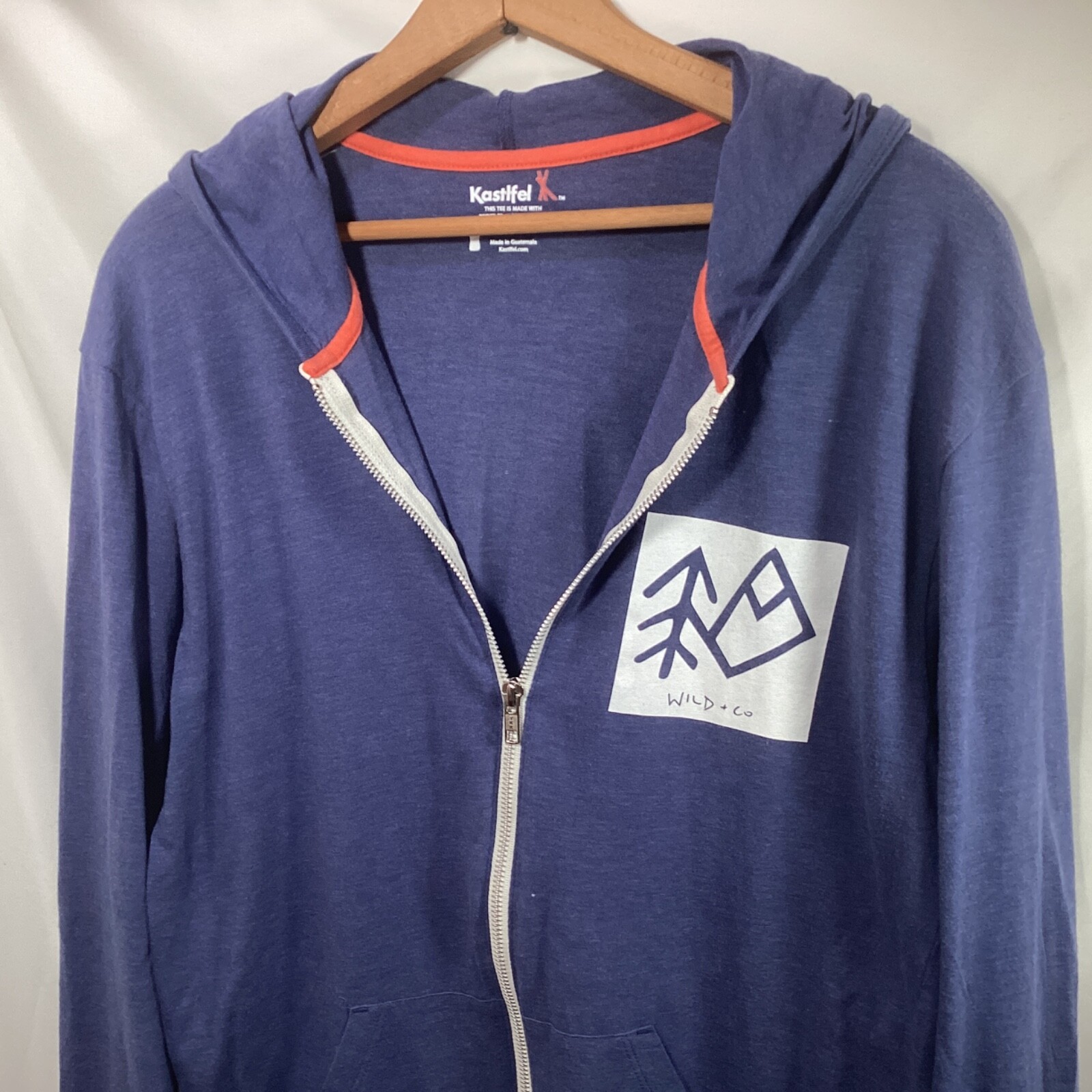 Eco-Friendly Blue Lightweight Full-Zip Hoodie Tee Made from Recycled Bottles - Size Large