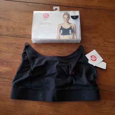 Bravado Women's Large Maternity Bra Clip and Pump Hands-Free Black L