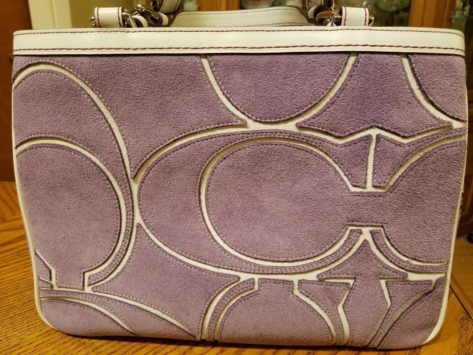 VERY RARE COACH BRAND NEW RETIRED GALLERY TOTE LILAC SUEDE WHITE ONLY 1 ON EBAY