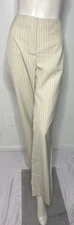 METRO STYLE Women Beige Striped High Rise Straight Leg Slacks Pants Size 12