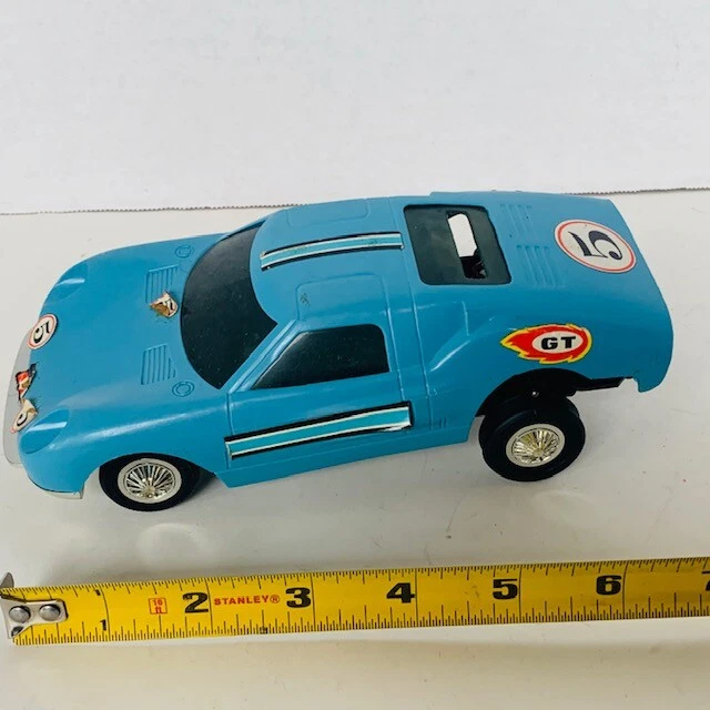 Mattel Hot Wheels Switch N Go slot car GT 1965 race track vtg Blue striped BM1 - Image 3 of 4
