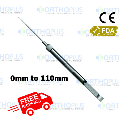 Depth Gauge 2.7 mm - 0mm to 110mm OR Grade German Steel Orthopedic ...