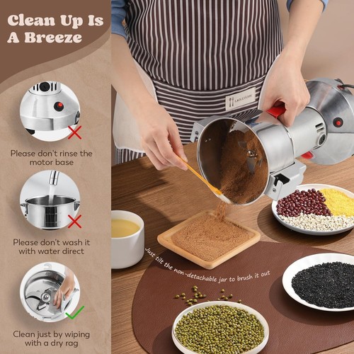 Grain Mill Grinder Electric 150g Commercial Spice Grinder 850W Stainless Stee... - Picture 6 of 8