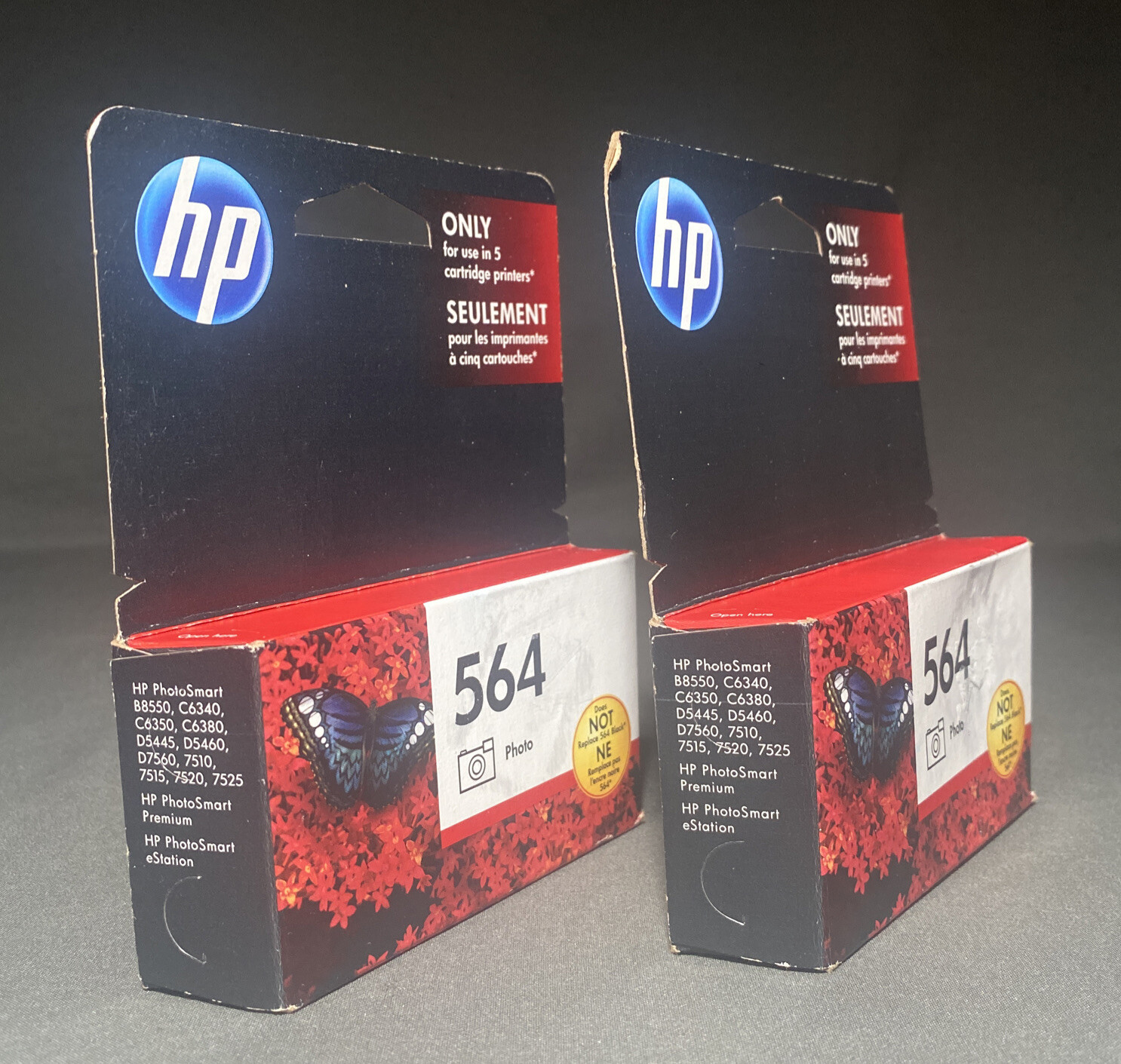 x2 GENUINE BRAND NEW HP 564 Photo Black Ink Cartridges (Expiration FEB