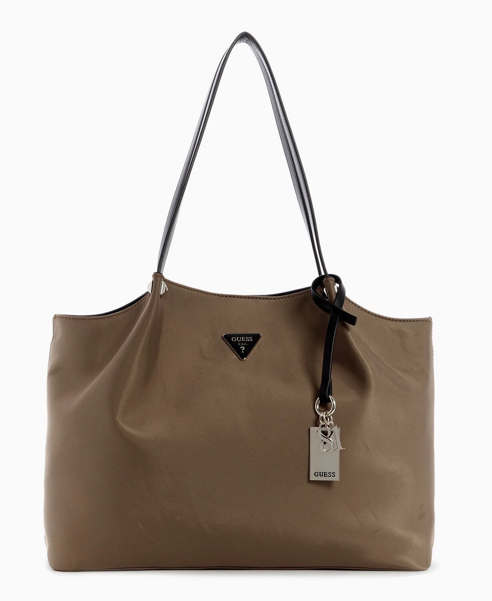 Women s Guess Jaxi Green Khaki Gold Nylon Tote Girlfriend Carryall