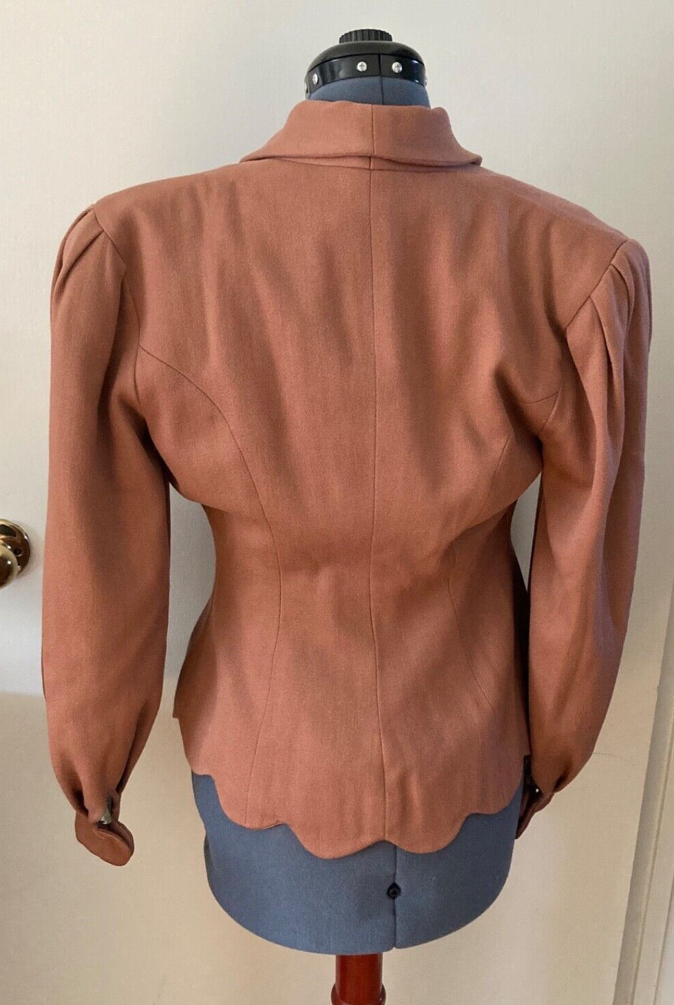 VTG LILLI ANN Dusty Rose Coral 50s Short Fitted Hourglass Peplum Jacket SMALL