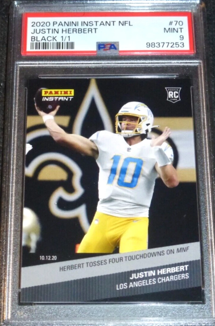 Justin Herbert Panini Instant NFL #70 Black 1/1