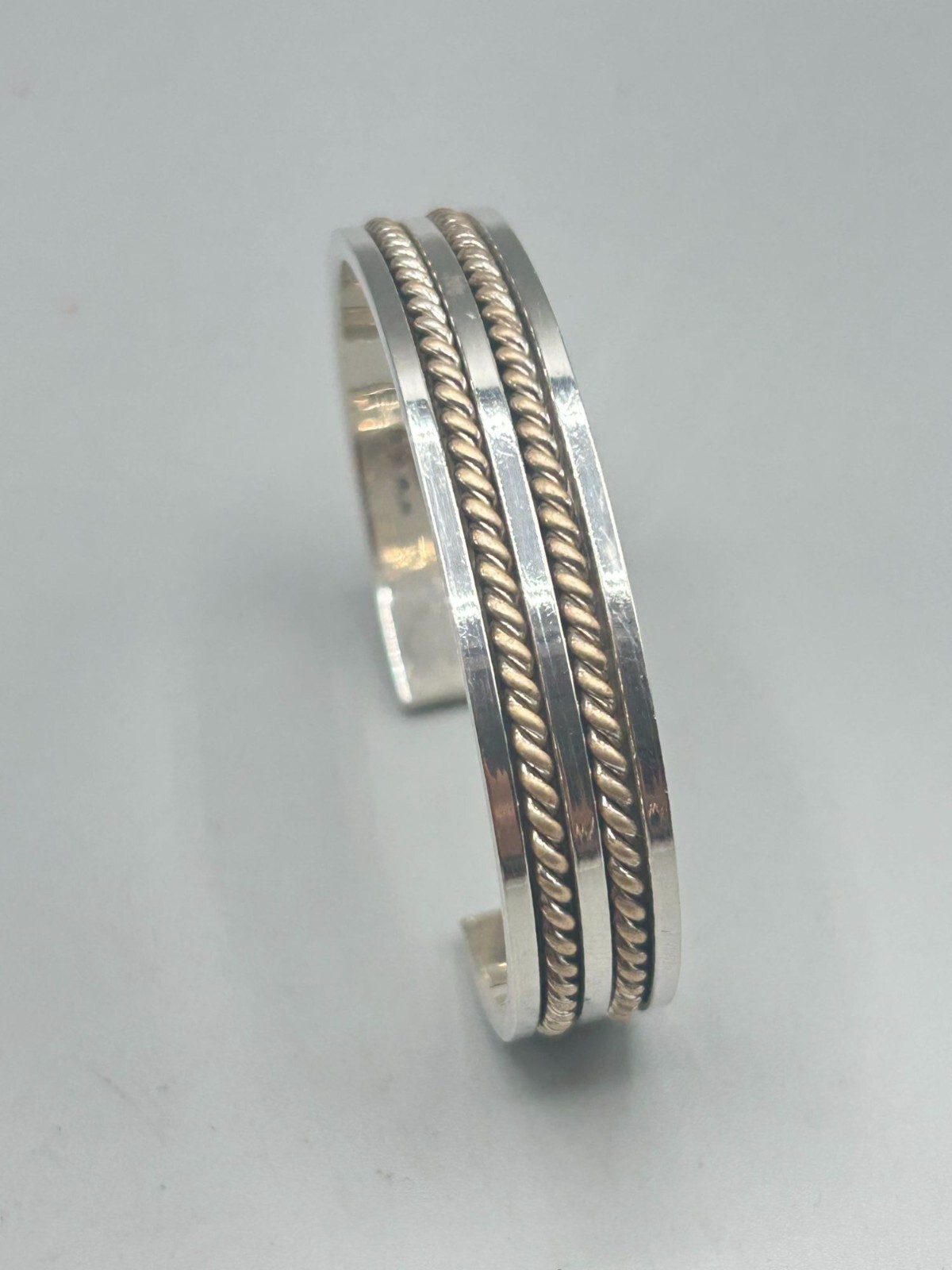 Solid STERLING SILVER Cuff Bracelet 925 OPS Signe… - image 2