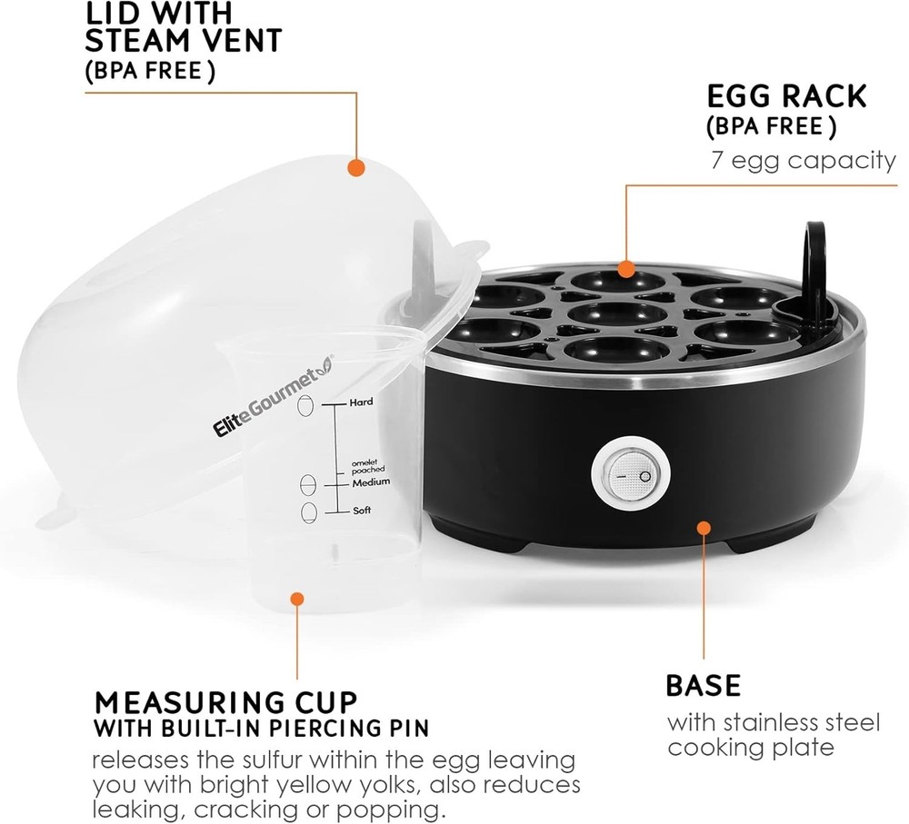 Easy Egg Cooker Electric 7-Egg Capacity, Soft, Medium, Hard Boiled Egg Cooker