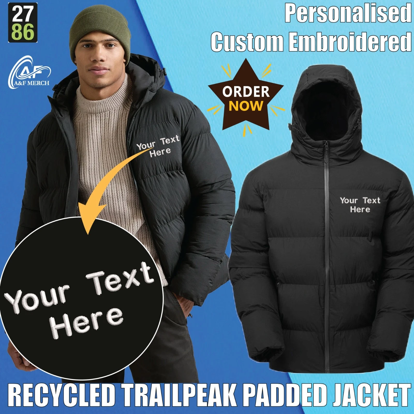 Personalised Embroidered Recycled TrailPeak Padded Jacket TS007