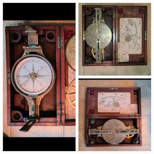Joseph Casartelli Brass Miner’s Compass – Manchester 1880s Box & Accessories