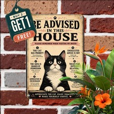 Visiting My House Cat Rules Metal Sign Vintage Pet Lover Wall Decor Plaque 8x12
