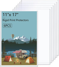6PCS 11 17 Rigid Clear Print Protectors, Heavy Duty Hard Plastic Top-Loading Sle