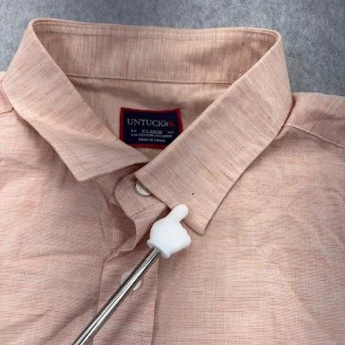 Camisa masculina UNTUCKit com botões XL linho pêssego mistura de algodão casual trabalho leve - Imagem 3 de 4