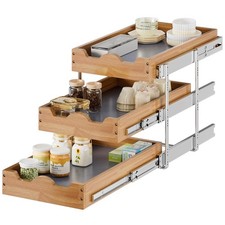 Pull Out Drawer 14" W x 21" D, 3 Tier Pull Out Cabinet Organizer, Heavy-Duty ...