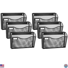 Samstar 6-Pack Metal Mesh Wall File Holder - Wall-Mounted Mail Organizer with