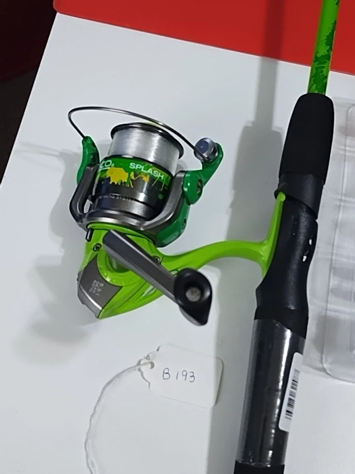 Zebco Splash GREEN Spinning Reel & Fishing Rod Combo 2 Bearing Drive,Metal Gears - Image 2 of 4