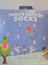12 Days Of Christmas 12 Pairs of Crew Socks Advent Calendar Girls Size 2-5T 15.