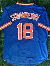Darryl Strawberry New York Mets 1986 WS Blue Retro M&N Baseball Jersey Size L