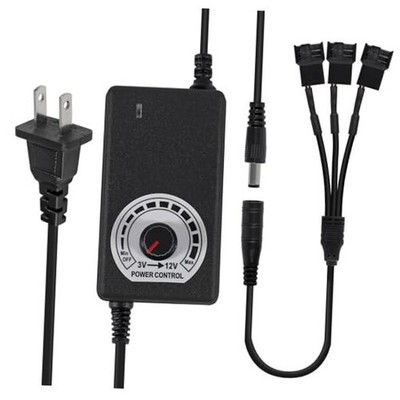 UMLUFE 12V Fan Power Supply,PC Fan Speed Controller,100-240vAC to 3-12vDC 24W