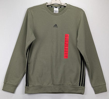 Adidas Essentials 3-Stripes Crew Sweatshirt M Mens Green New With Tags
