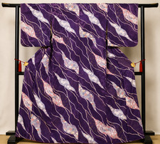 Japanese Komon Kimono Silk Traditional Design Formal Wear Vintage Japan