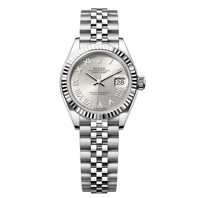 Rolex Lady Datejust 279174-0007 28mm Silver Roman Dial Jubilee Bracelet Stain...