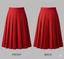       70s Red Pleated Midi Skirt A-Line Full Sweep Size 18 8866-21    