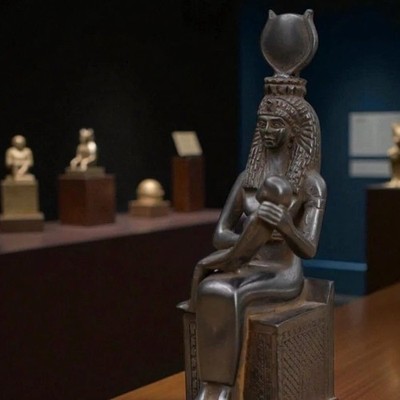 Rare Egyptian Artifacts Of Authentic Pharaonic Statue Goddess Isis With Horus