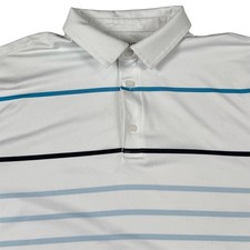 Under Armour The Playoff Polo Golf Performance Striped White Blue Mens Size XL