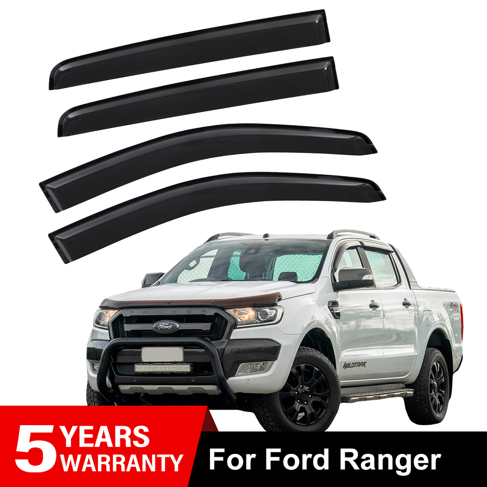 SHATTERPROOF WIND DEFLECTORS FOR FORD RANGER 2012-2022 T6 T7 T8 PICK UP