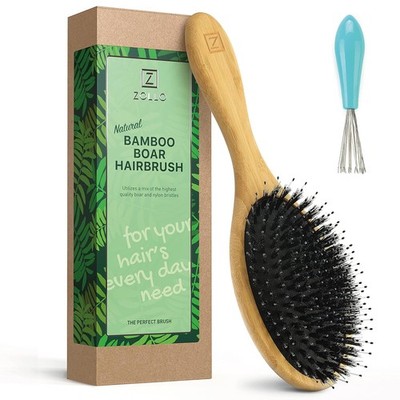Boar Bristle Hair Brush   Detangling Oval Brush for All Hair Types