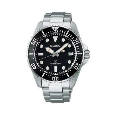 Seiko Prospex Solar Diver 41mm Black Dial Stainless Steel Watch SNE597